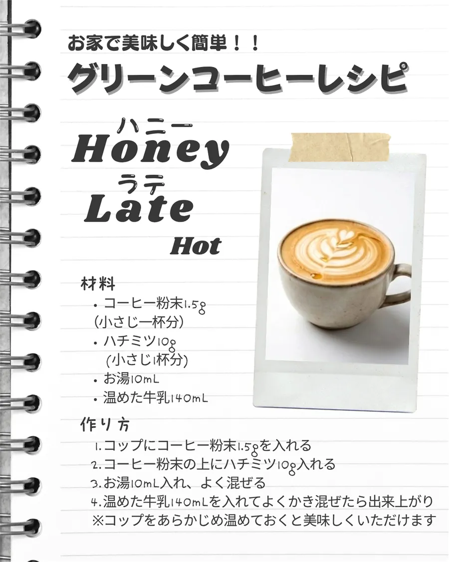 ハニーラテホットのレシピ